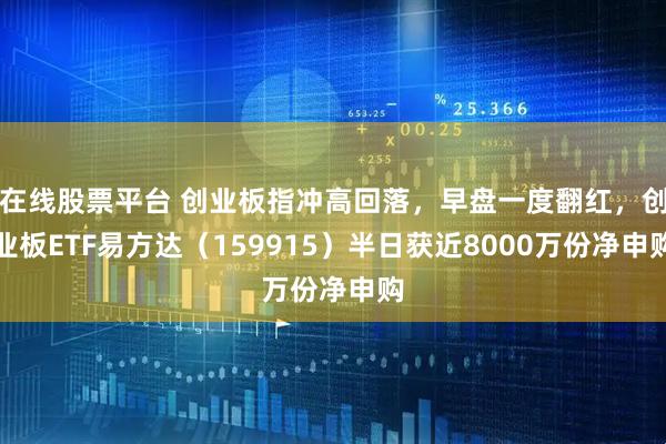 在线股票平台 创业板指冲高回落，早盘一度翻红，创业板ETF易方达（159915）半日获近8000万份净申购